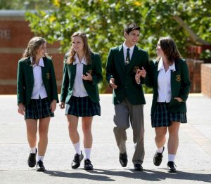 Students for Climate Action at Killara High School. L-R: Zoe Sitas 17, Evie Leslie 17, Kieran Pain 16 and Lily Giles 16.